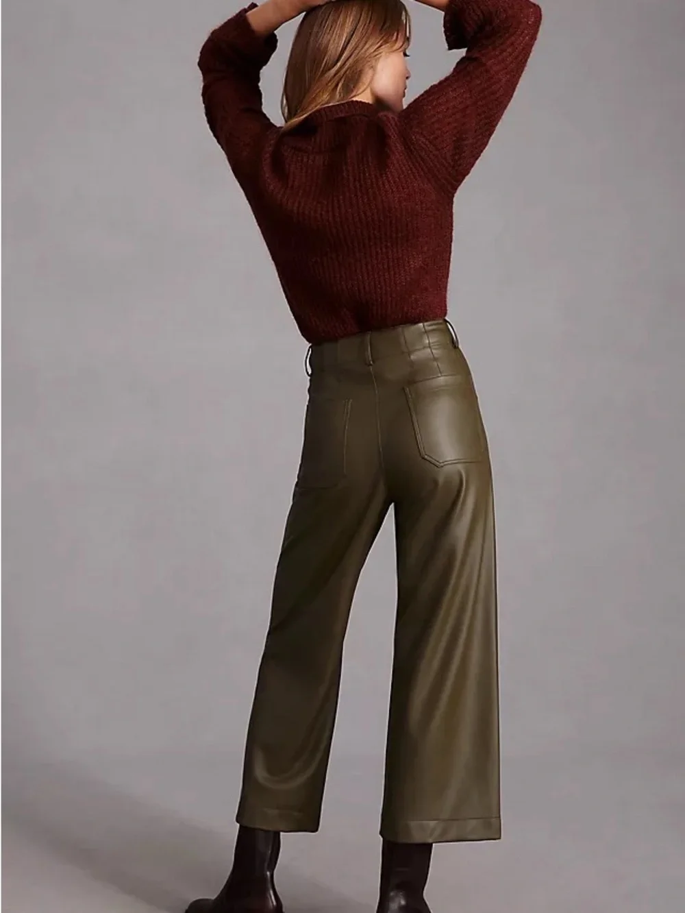 Nwot Maeve olive faux leather colette pants sz 25 - Picture 3 of 8
